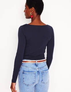 Essential Boat-Neck Jersey Top--Boden New