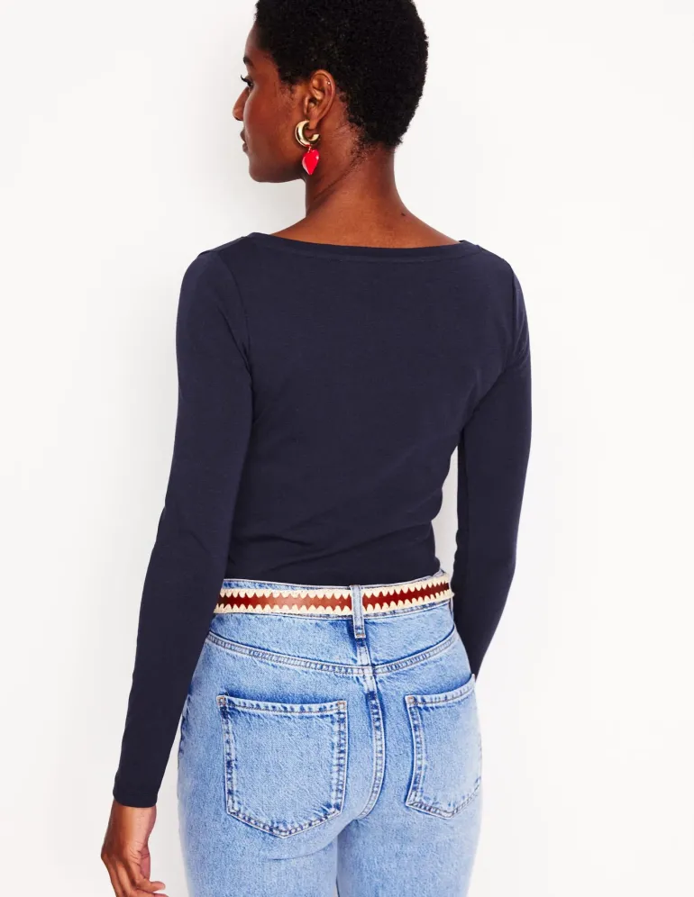 Essential Boat-Neck Jersey Top--Boden New