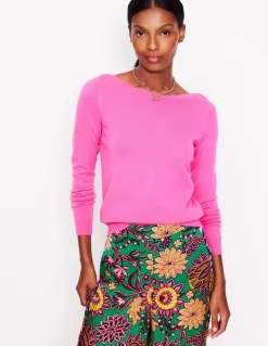 Eva Cashmere Boat Neck Sweater-Pink Tourmaline-Boden Hot