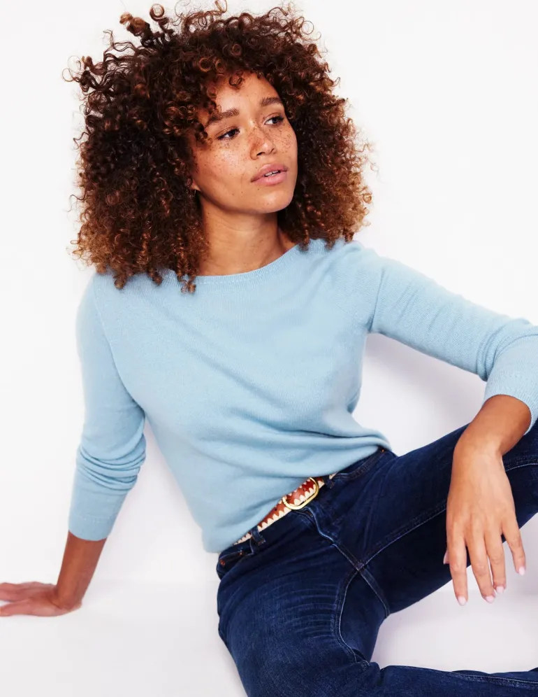 Eva Cashmere Boat Neck Sweater-Tourmaline Blue-Boden Hot