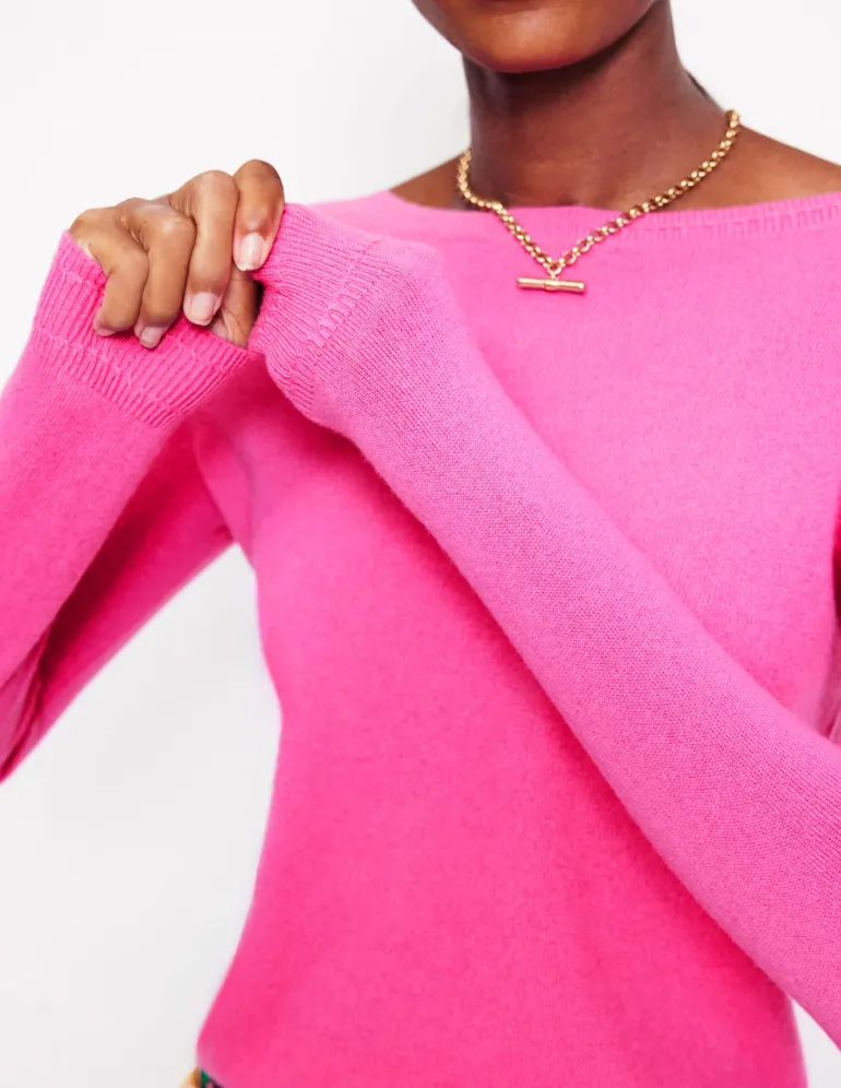 Eva Cashmere Boat Neck Sweater-Pink Tourmaline-Boden Hot