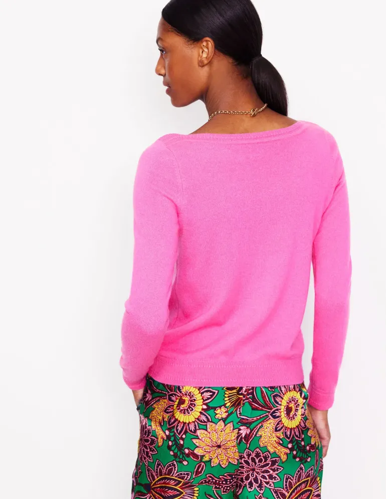 Eva Cashmere Boat Neck Sweater-Pink Tourmaline-Boden Hot