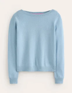 Eva Cashmere Boat Neck Sweater-Tourmaline Blue-Boden Hot