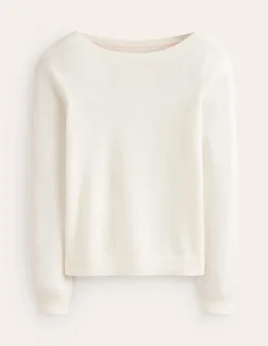 Eva Cashmere Boat Neck Sweater-Warm Ivory-Boden Discount