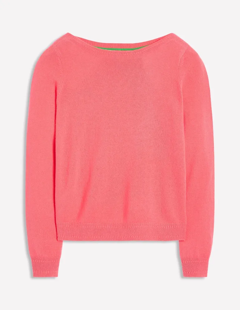 Eva Cashmere Boat Neck Sweater-Azalea Pink-Boden Shop
