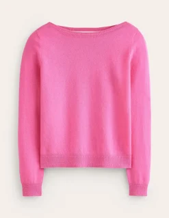 Eva Cashmere Boat Neck Sweater-Pink Tourmaline-Boden Hot