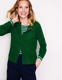 Eva Cashmere Crew Cardigan-Pine Green-Boden Shop