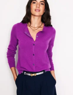 Eva Cashmere Crew Cardigan-Regal Purple-Boden Cheap