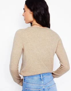 Eva Cashmere Crew Cardigan-Chinchilla Melange-Boden Best