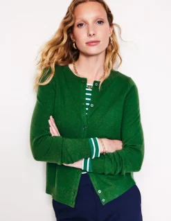 Eva Cashmere Crew Cardigan-Pine Green-Boden Shop