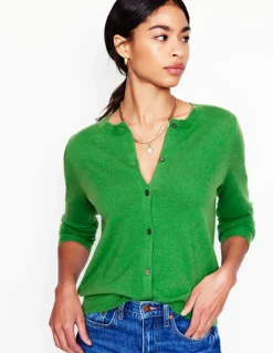 Eva Cashmere Crew Cardigan-Paradise Green-Boden Sale