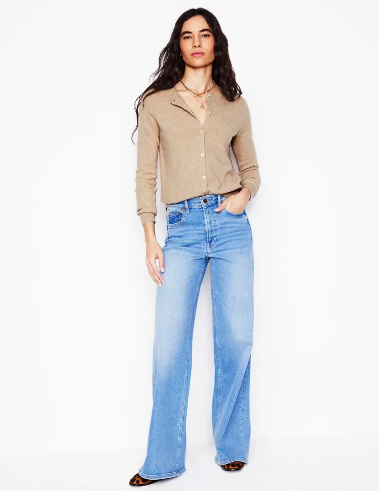 Eva Cashmere Crew Cardigan-Chinchilla Melange-Boden Best