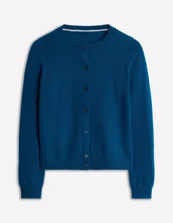 Eva Cashmere Crew Cardigan-Harbour Blue-Boden Flash Sale