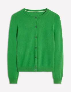 Eva Cashmere Crew Cardigan-Paradise Green-Boden Sale