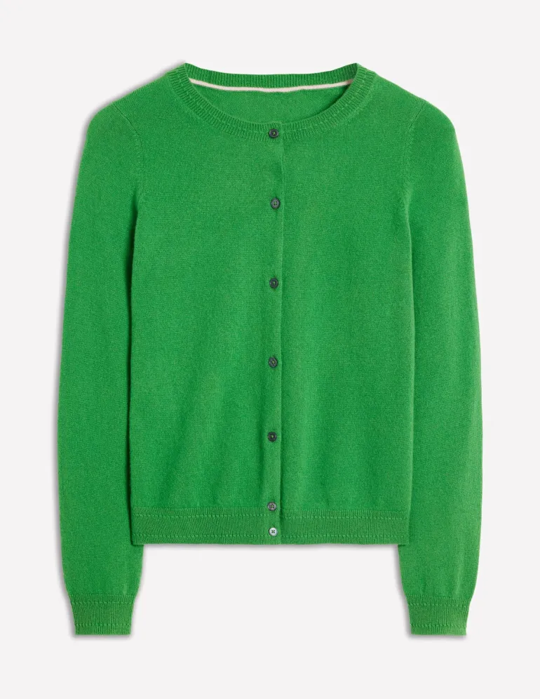 Eva Cashmere Crew Cardigan-Paradise Green-Boden Sale
