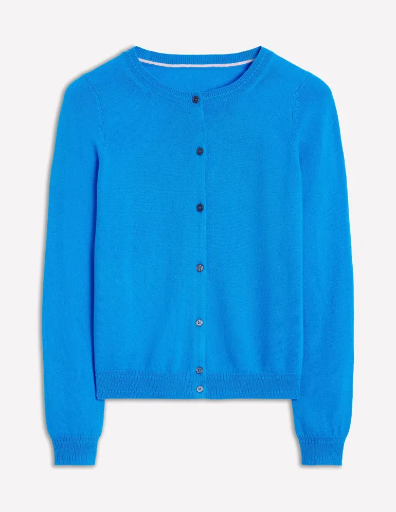 Eva Cashmere Crew Cardigan-Cerulean Blue-Boden Cheap