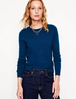 Eva Cashmere Crew Neck Jumper-Harbour Blue-Boden Online