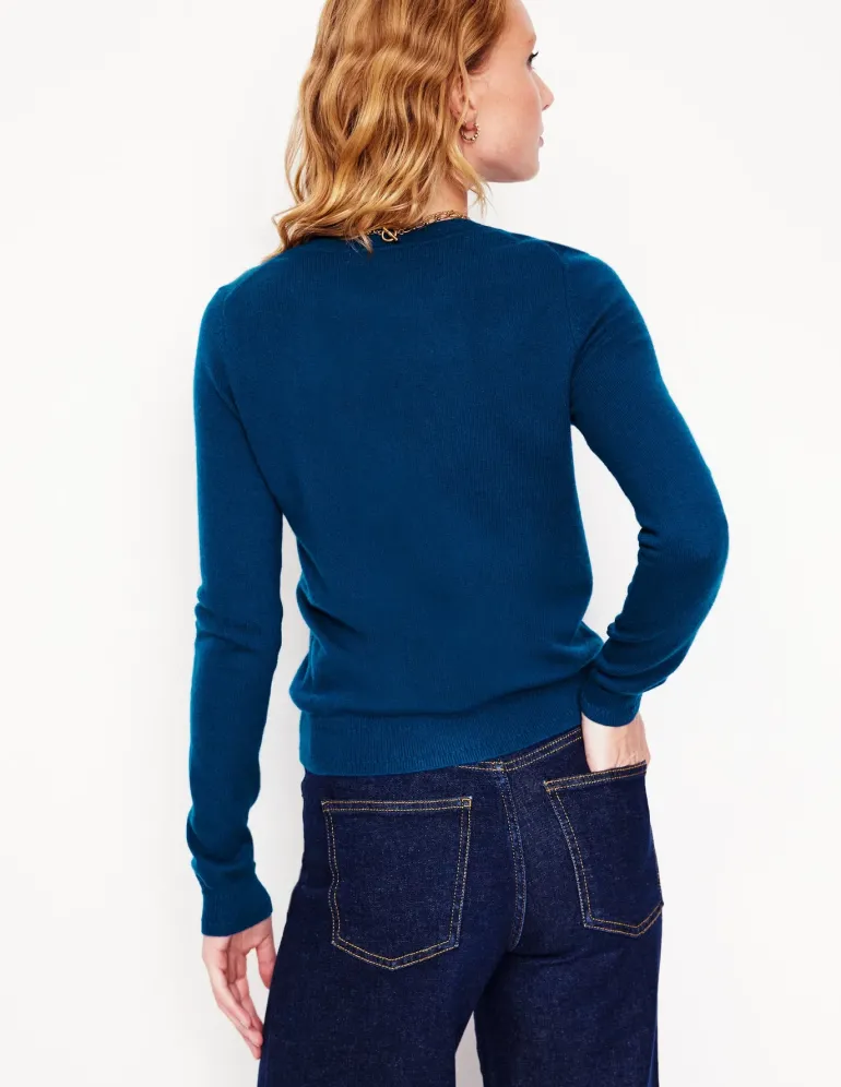 Eva Cashmere Crew Neck Jumper-Harbour Blue-Boden Online