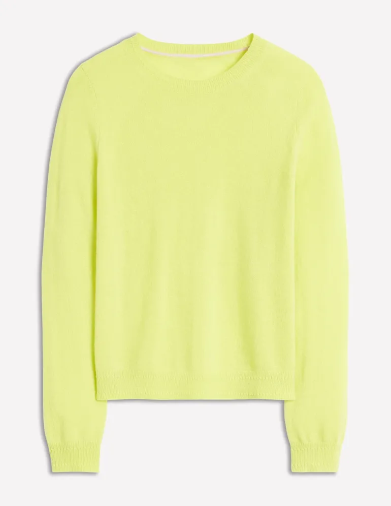 Eva Cashmere Crew Neck Jumper-Soda Yellow-Boden Cheap