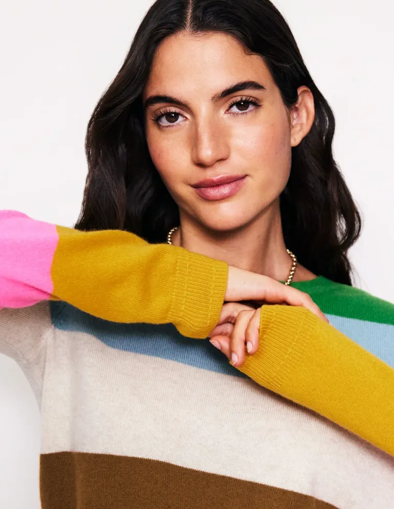 Eva Cashmere Crew Neck Sweater-Multi, Rainbow-Boden Fashion