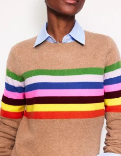 Eva Cashmere Crew Neck Sweater-Camel Melange, Rainbow-Boden Shop