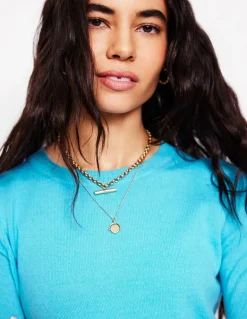 Eva Cashmere Crew Neck Sweater-Caribbean Blue-Boden Hot