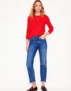 Eva Cashmere Crew Neck Sweater-Strawberry Tart Red-Boden Sale