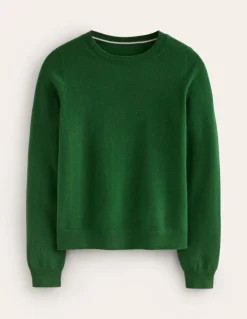 Eva Cashmere Crew Neck Sweater-Pine Green-Boden Online