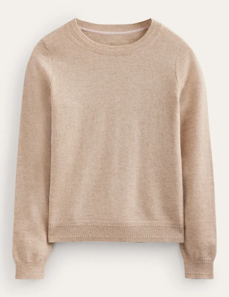 Eva Cashmere Crew Neck Sweater-Chinchilla Melange-Boden Flash Sale