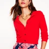 Eva Cashmere Cropped Cardigan-Poppy Red-Boden New