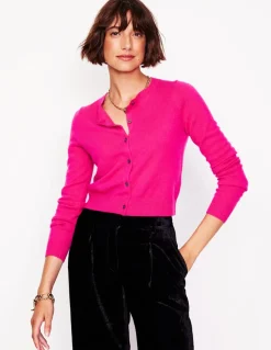 Eva Cashmere Cropped Cardigan-Bright Pink-Boden Outlet