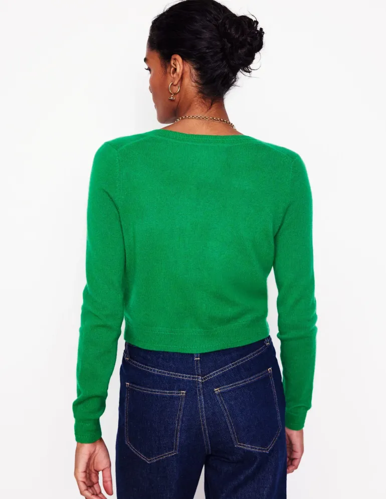 Eva Cashmere Cropped Cardigan-Rich Emerald-Boden Cheap