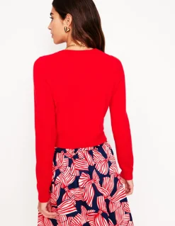 Eva Cashmere Cropped Cardigan-Poppy Red-Boden New