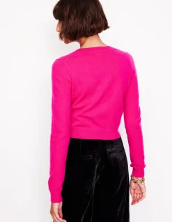 Eva Cashmere Cropped Cardigan-Bright Pink-Boden Outlet