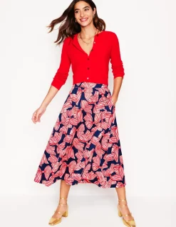 Eva Cashmere Cropped Cardigan-Poppy Red-Boden New