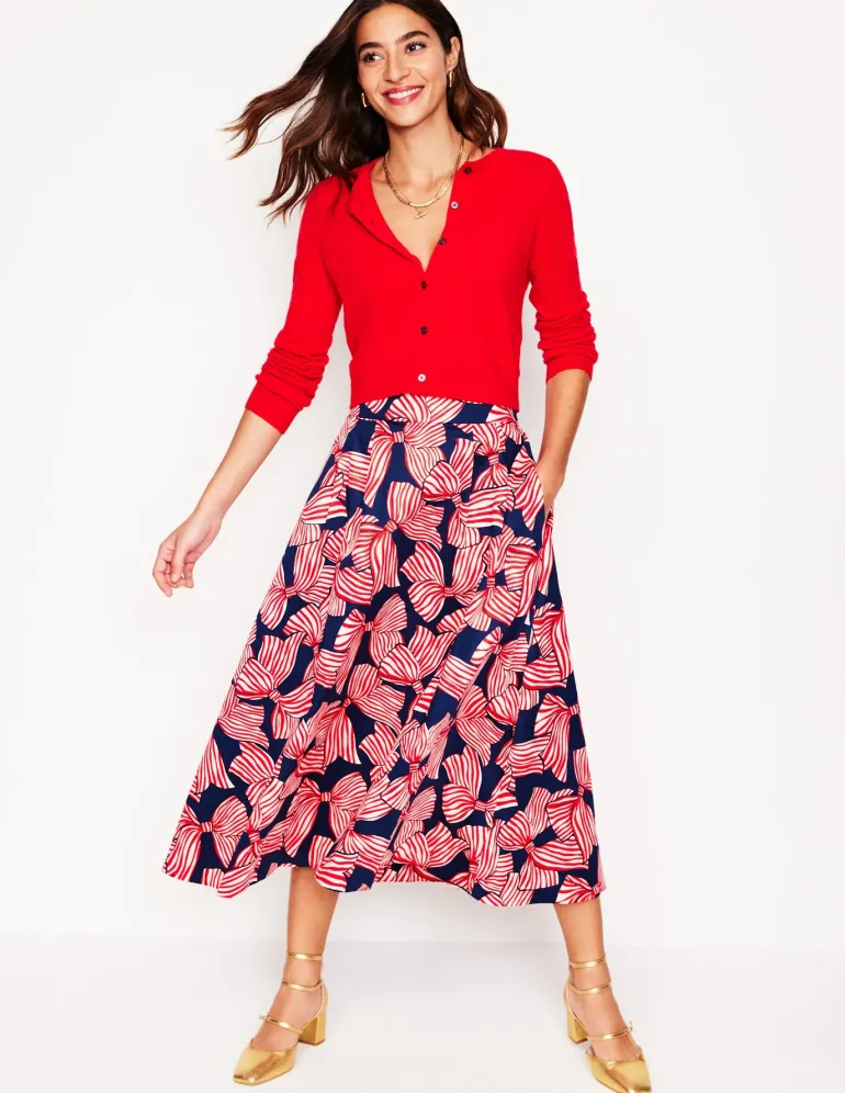 Eva Cashmere Cropped Cardigan-Poppy Red-Boden New