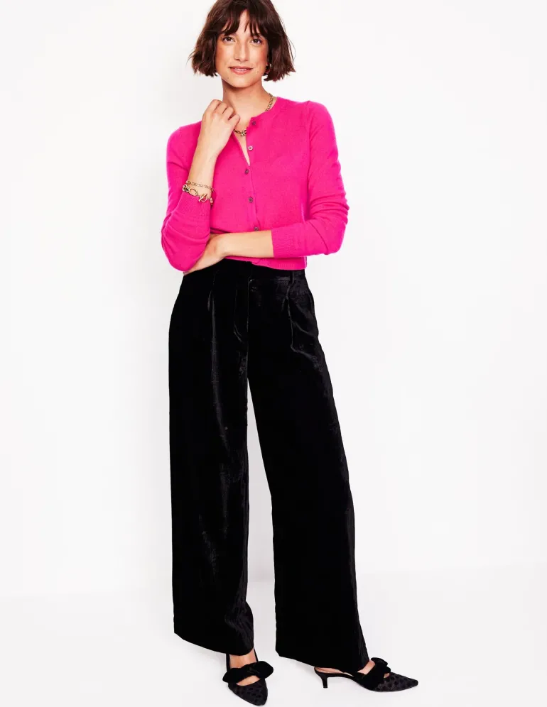 Eva Cashmere Cropped Cardigan-Bright Pink-Boden Outlet