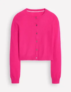 Eva Cashmere Cropped Cardigan-Bright Pink-Boden Outlet