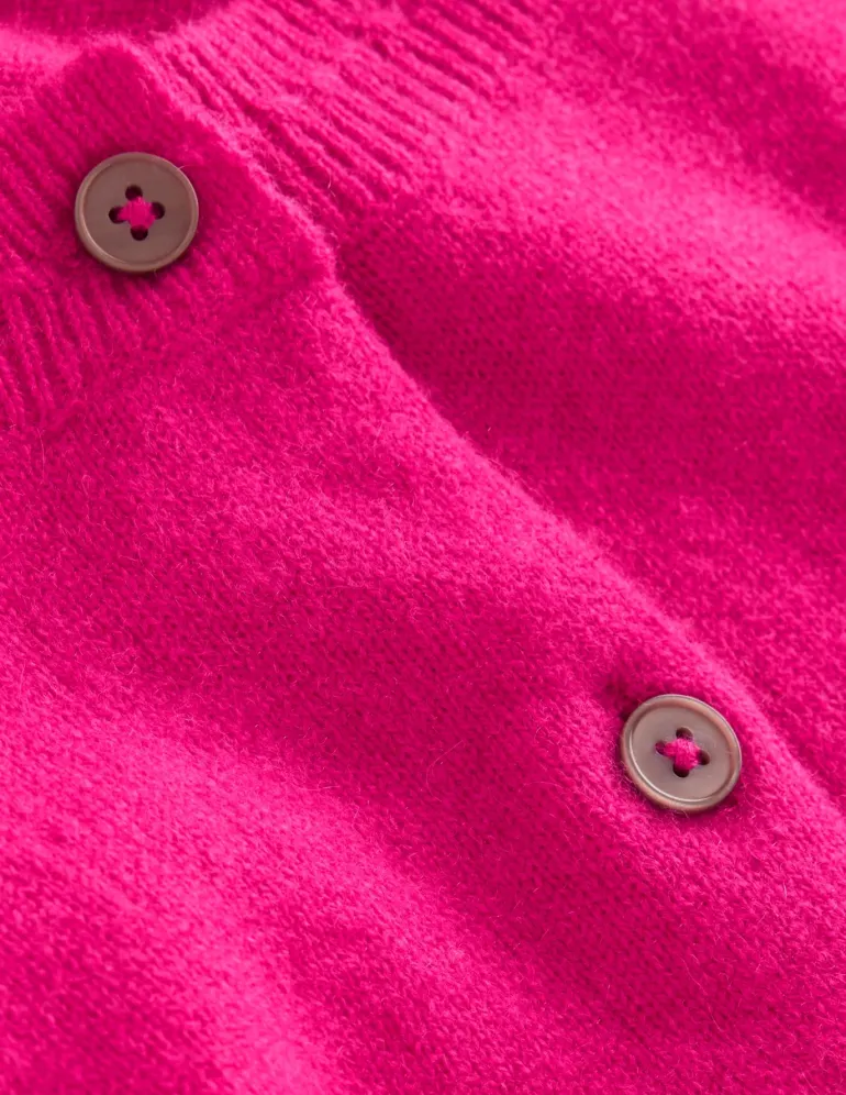 Eva Cashmere Cropped Cardigan-Bright Pink-Boden Outlet