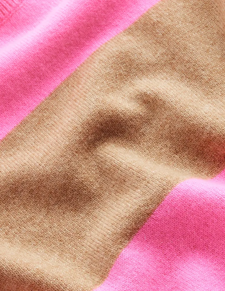 Eva Cashmere Vest-Camel Melange/ Fluro Pink-Boden Fashion