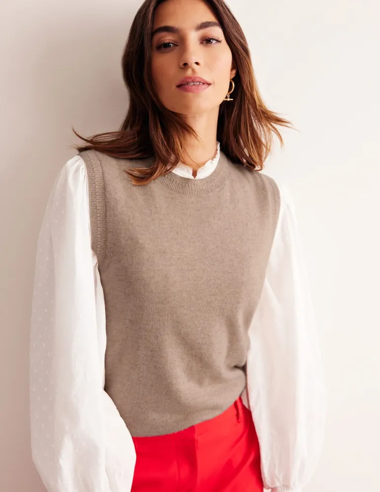 Eva Cashmere Vest-Chinchilla Melange-Boden Hot