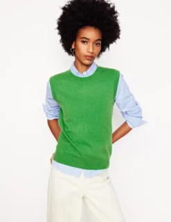 Eva Cashmere Vest-Paradise Green-Boden Best