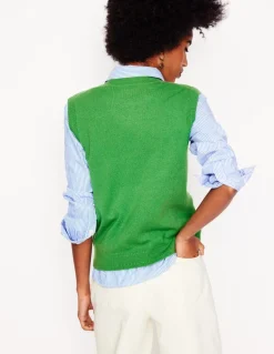 Eva Cashmere Vest-Paradise Green-Boden Best