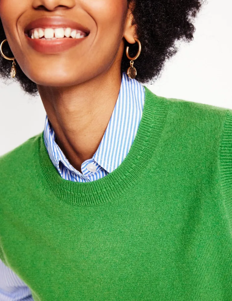 Eva Cashmere Vest-Paradise Green-Boden Best