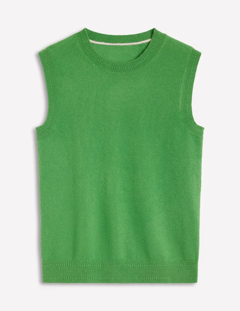 Eva Cashmere Vest-Paradise Green-Boden Best