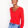 Eva Cashmere V-Neck Sweater-Strawberry Tart Red-Boden Clearance