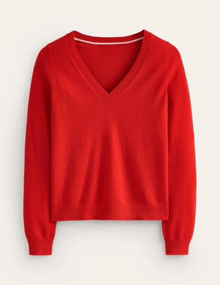 Eva Cashmere V-Neck Sweater-Rouge Red-Boden Cheap