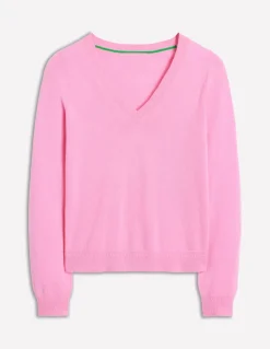 Eva Cashmere V-Neck Sweater-Meadowsweet Pink-Boden Sale