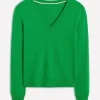 Eva Cashmere V-Neck Sweater-Paradise Green-Boden Store
