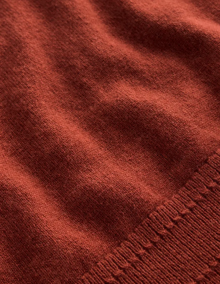 Eva Cashmere V-Neck Sweater-Copper Brown-Boden Outlet